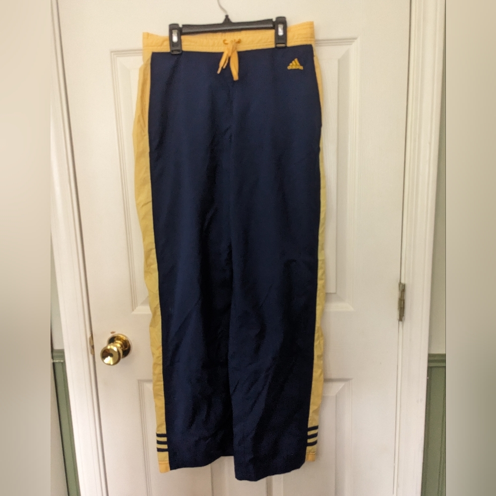 Adidas Logo Stripe Drawstring Nylon Track Pants Adult Medium Activewear